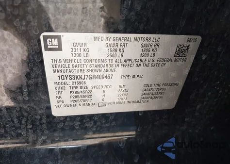 2016 Cadillac Escalade Esv Platinum z USA, uszkodzony, nr VIN 1GYS3KKJ7GR409467